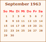 Kalender September 1963