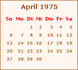 Kalender April 1975