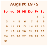 Kalender August 1975