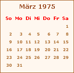 Kalender Mrz 1975