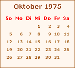 Kalender Oktober 1975