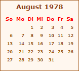 Kalender August 1978
