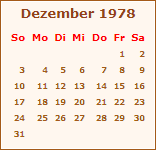 Kalender Dezember 1978