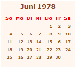 Kalender Juni 1978
