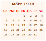 Kalender März 1978