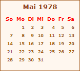 Kalender Mai 1978