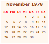 Kalender November 1978