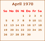 Kalender April 1970