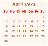 Kalender April 1972