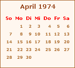 Kalender April 1974