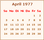 Kalender April 1977