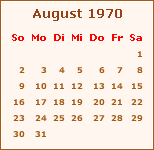 Kalender August 1970