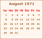 Kalender August 1971