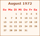 Kalender August 1972
