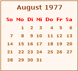 Kalender August 1977