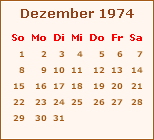 Kalender Dezember 1974