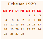 Kalender Februar 1979