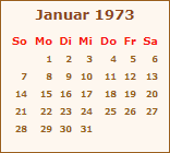 Kalender Januar 1973