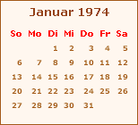 Kalender Januar 1974