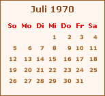 Kalender Juli 1970