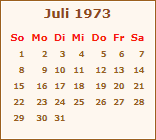 Kalender Juli 1973