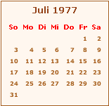 Kalender Juli 1977
