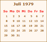 Kalender Juli 1979