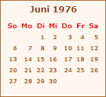 Kalender Juni 1976