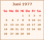 Kalender Juni 1977