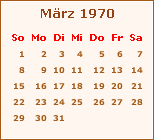 Kalender März 1970