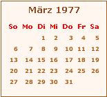 Kalender März 1977