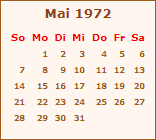 Kalender Mai 1972