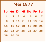 Kalender Mai 1977