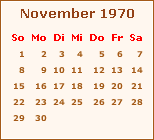 Kalender November 1970