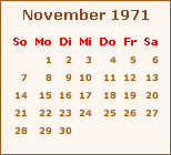 Kalender November 1971