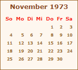 Kalender November 1973