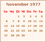 Kalender November 1977