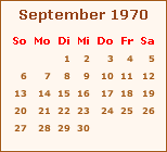 Kalender September 1970