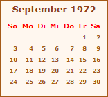 Kalender September 1972