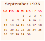 Kalender September 1976