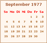 Kalender September 1977