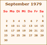 Kalender September 1979
