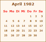 Kalender April 1982