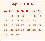 Kalender April 1984