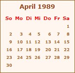 Kalender April 1989