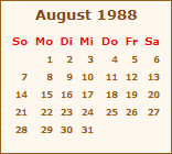 Kalender August 1988
