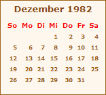 Kalender Dezember 1982