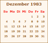 Kalender Dezember 1983