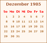 Kalender Dezember 1985