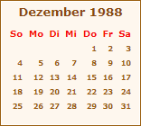 Kalender Dezember 1988